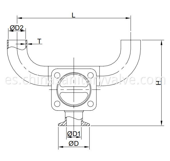 DIN Aseptic diaphragm valve three way U type..